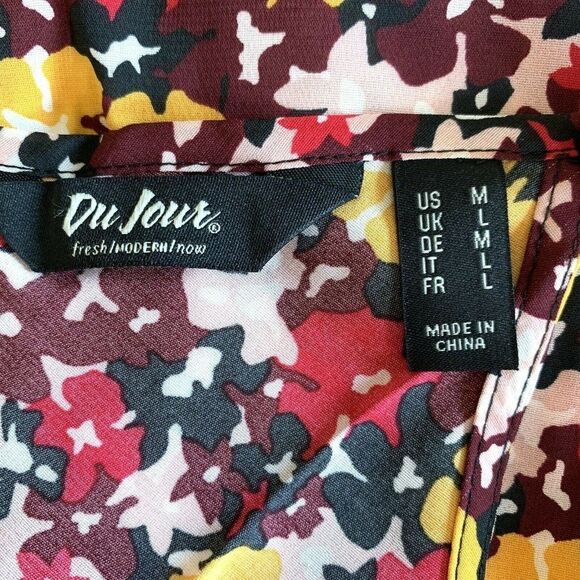Womens Top Shirt Medium Du Jour Floral Ruffle - Picture 6 of 9